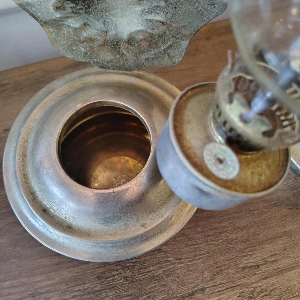 Vtg MCM Metal Oil Hanging Lanterns Pair Of 2 Wall Decor Nautical Beach Patina